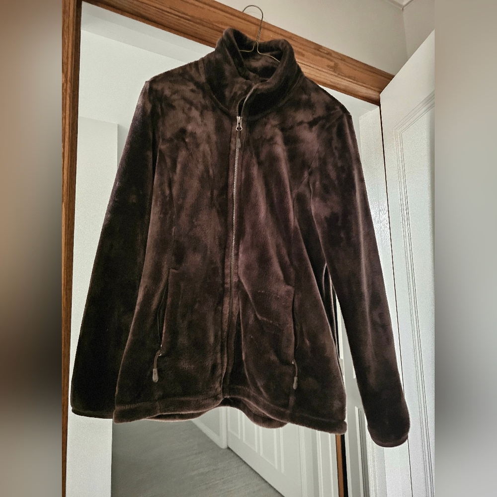 Chocolate Brown Fleece Zip-Up Jacket